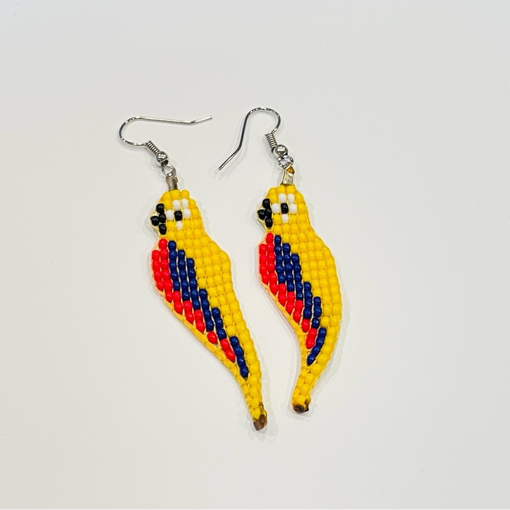 Beaded Earrings Yellow Parrot Earrings Handmade for Women